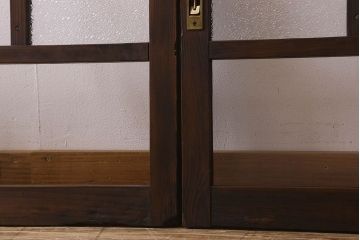 和製アンティーク　クリアガラス・ダイヤガラス使用　レトロなデザインが魅力的なガラス戸(窓、引き戸)2枚セット