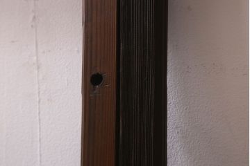 和製アンティーク　クリアガラス・すりガラス使用　モダンな雰囲気漂うマス目のガラス戸(窓、引き戸)2枚セット