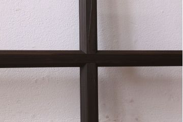 和製アンティーク　クリアガラス・すりガラス使用　モダンな雰囲気漂うマス目のガラス戸(窓、引き戸)2枚セット