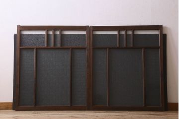 和製アンティーク　結霜ガラス・ダイヤガラス入り!　3種のガラスが魅力を放つガラス戸(窓、引き戸)2枚セット