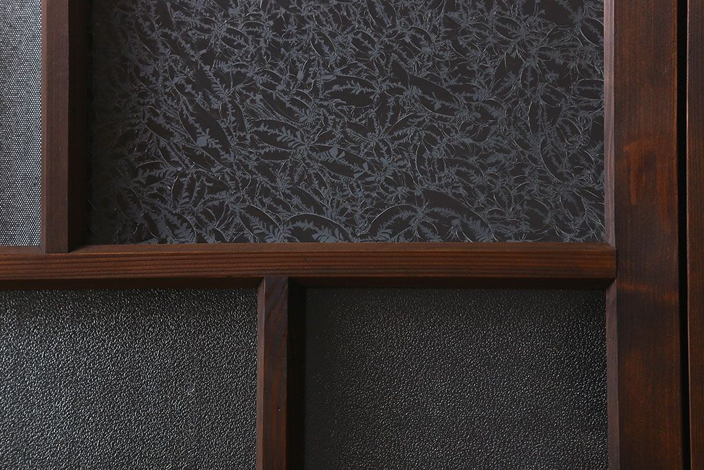 和製アンティーク　結霜ガラス・ダイヤガラス入り!　3種のガラスが魅力を放つガラス戸(窓、引き戸)2枚セット