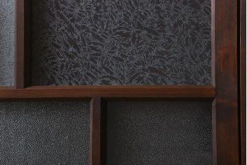 和製アンティーク　結霜ガラス・ダイヤガラス入り!　3種のガラスが魅力を放つガラス戸(窓、引き戸)2枚セット