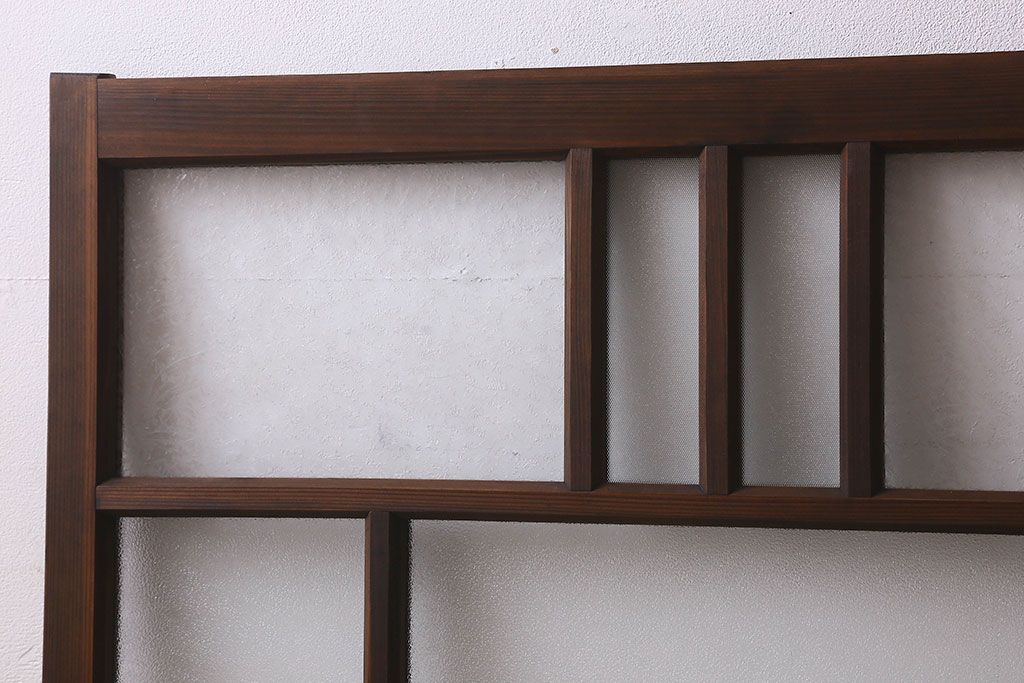 和製アンティーク　結霜ガラス・ダイヤガラス入り!　3種のガラスが魅力を放つガラス戸(窓、引き戸)2枚セット