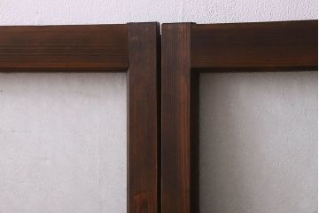 和製アンティーク　結霜ガラス・ダイヤガラス入り!　3種のガラスが魅力を放つガラス戸(窓、引き戸)2枚セット