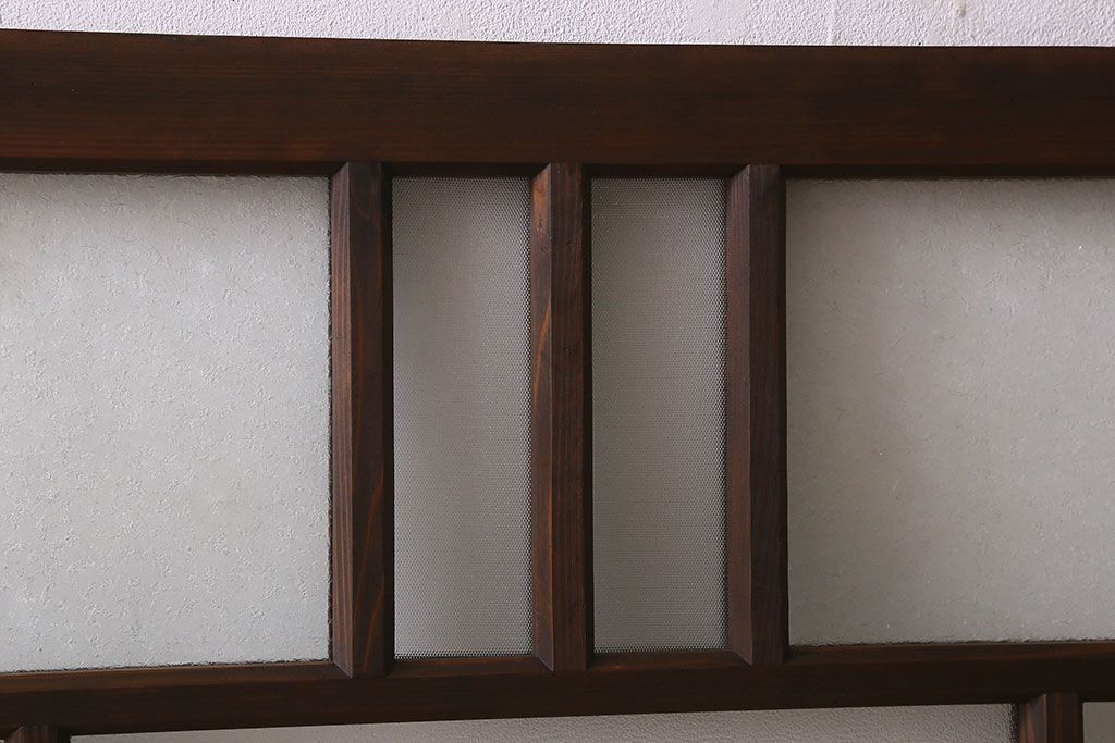 和製アンティーク　結霜ガラス・ダイヤガラス入り!　3種のガラスが魅力を放つガラス戸(窓、引き戸)2枚セット