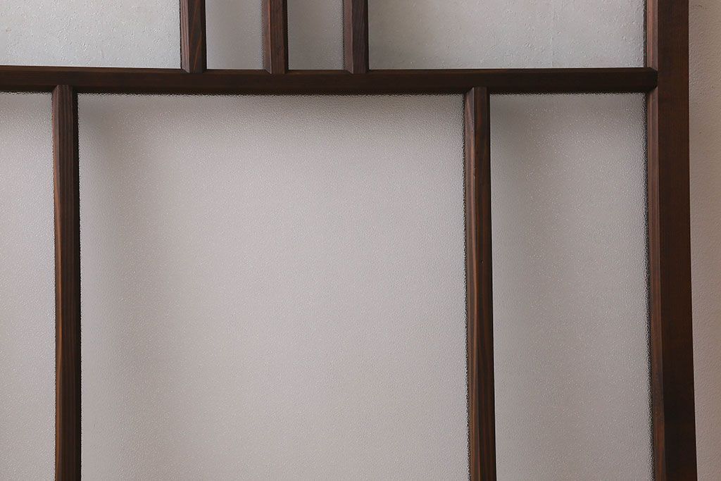 和製アンティーク　結霜ガラス・ダイヤガラス入り!　3種のガラスが魅力を放つガラス戸(窓、引き戸)2枚セット