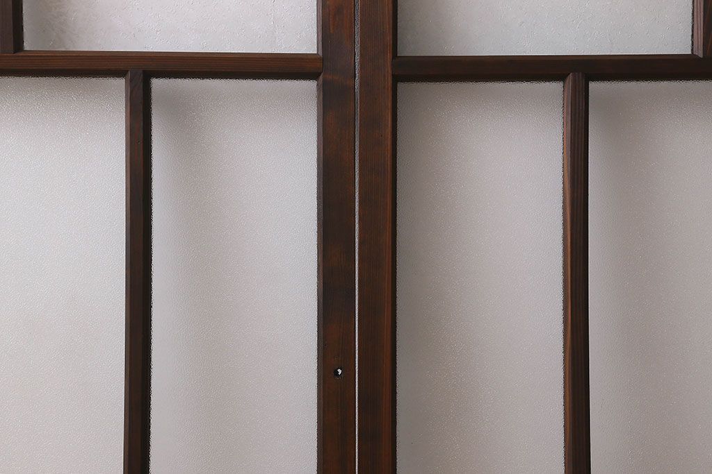 和製アンティーク　結霜ガラス・ダイヤガラス入り!　3種のガラスが魅力を放つガラス戸(窓、引き戸)2枚セット