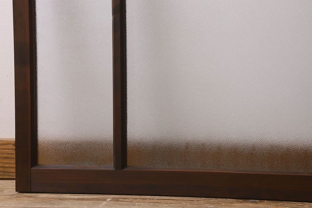 和製アンティーク　結霜ガラス・ダイヤガラス入り!　3種のガラスが魅力を放つガラス戸(窓、引き戸)2枚セット