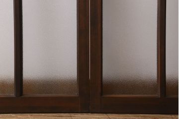 和製アンティーク　結霜ガラス・ダイヤガラス入り!　3種のガラスが魅力を放つガラス戸(窓、引き戸)2枚セット