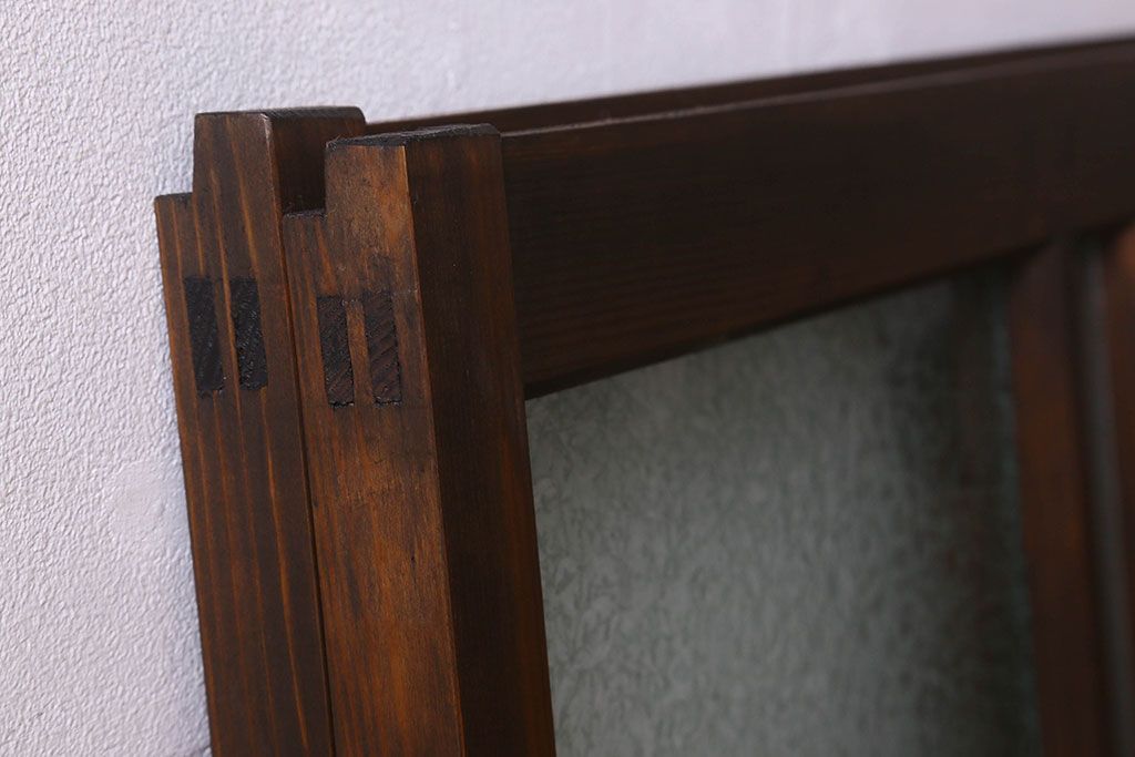 和製アンティーク　結霜ガラス・ダイヤガラス入り!　3種のガラスが魅力を放つガラス戸(窓、引き戸)2枚セット