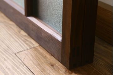 和製アンティーク　結霜ガラス・ダイヤガラス入り!　3種のガラスが魅力を放つガラス戸(窓、引き戸)2枚セット