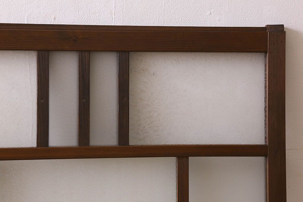 和製アンティーク　結霜ガラス・ダイヤガラス入り!　3種のガラスが魅力を放つガラス戸(窓、引き戸)2枚セット