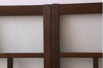 和製アンティーク　結霜ガラス・ダイヤガラス入り!　3種のガラスが魅力を放つガラス戸(窓、引き戸)2枚セット