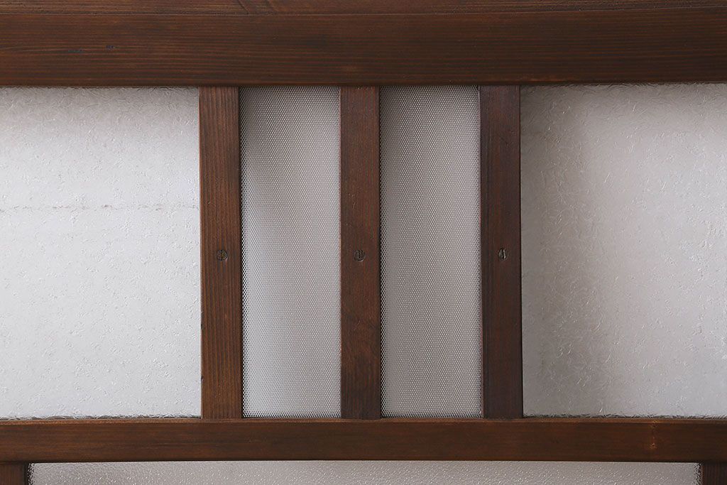 和製アンティーク　結霜ガラス・ダイヤガラス入り!　3種のガラスが魅力を放つガラス戸(窓、引き戸)2枚セット