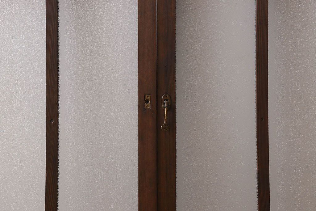 和製アンティーク　結霜ガラス・ダイヤガラス入り!　3種のガラスが魅力を放つガラス戸(窓、引き戸)2枚セット