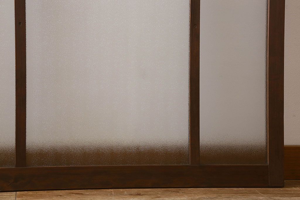 和製アンティーク　結霜ガラス・ダイヤガラス入り!　3種のガラスが魅力を放つガラス戸(窓、引き戸)2枚セット