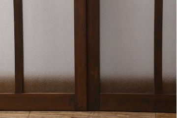 和製アンティーク　結霜ガラス・ダイヤガラス入り!　3種のガラスが魅力を放つガラス戸(窓、引き戸)2枚セット