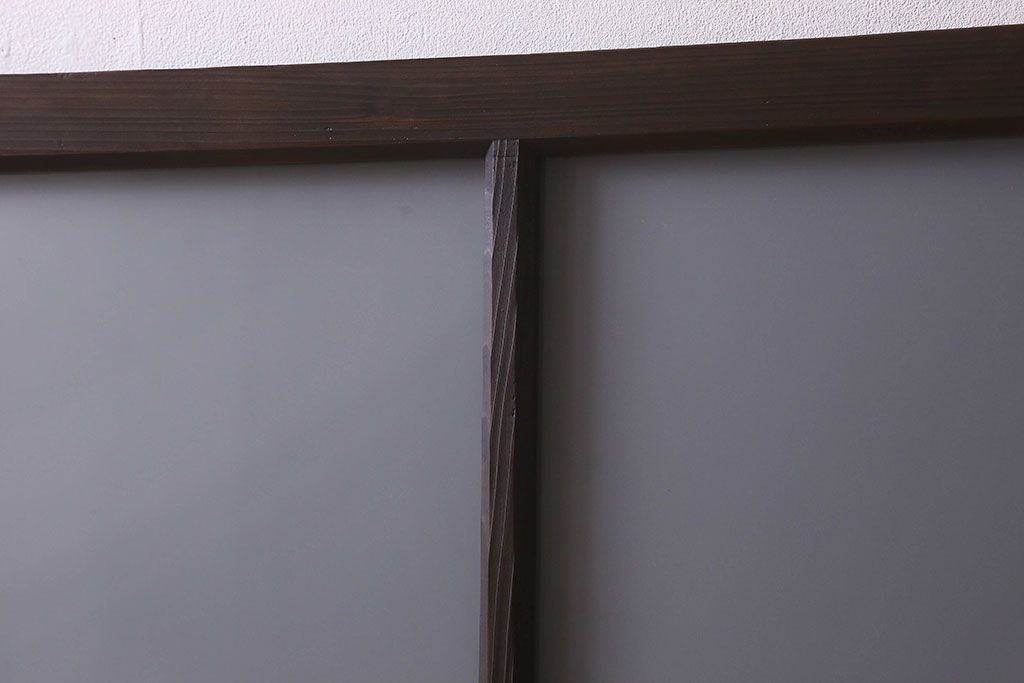 和製アンティーク　すりガラス使用　マス目がおしゃれなガラス戸(窓、引き戸)3枚セット