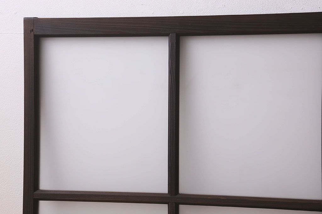 和製アンティーク　すりガラス使用　マス目がおしゃれなガラス戸(窓、引き戸)3枚セット