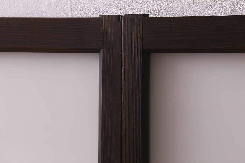 和製アンティーク　すりガラス使用　マス目がおしゃれなガラス戸(窓、引き戸)3枚セット