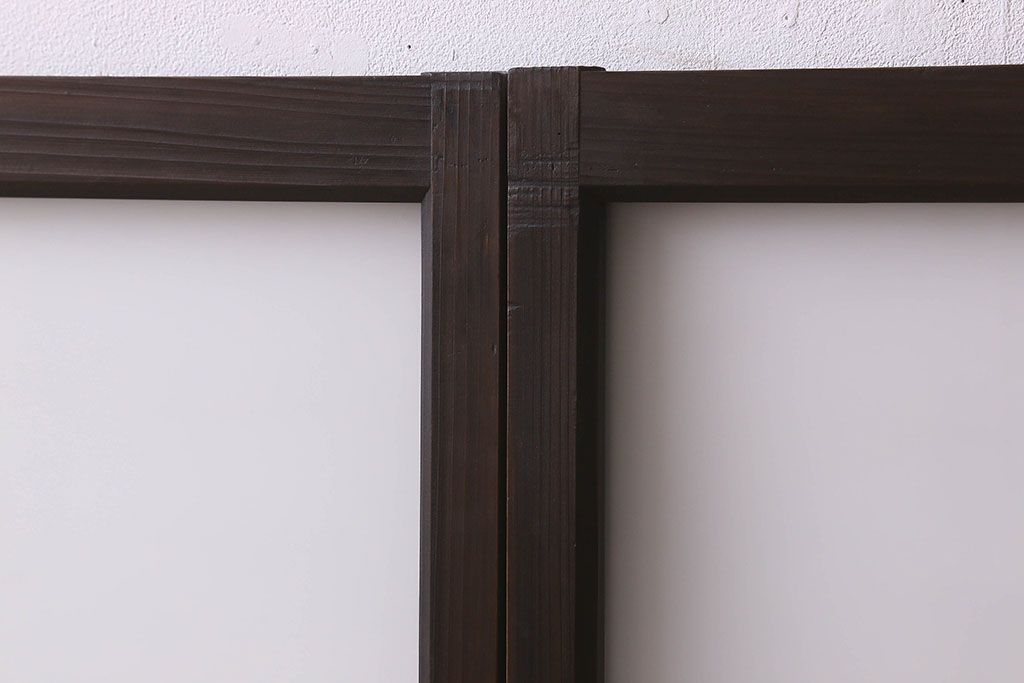 和製アンティーク　すりガラス使用　マス目がおしゃれなガラス戸(窓、引き戸)3枚セット