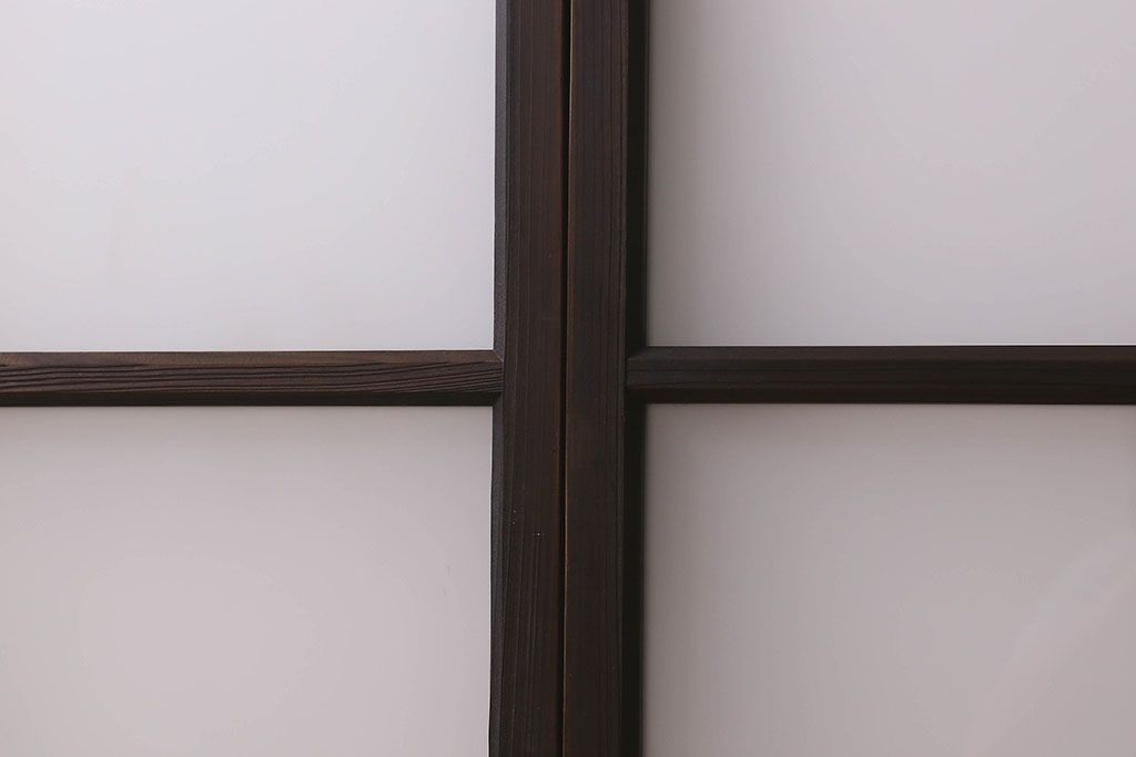 和製アンティーク　すりガラス使用　マス目がおしゃれなガラス戸(窓、引き戸)3枚セット