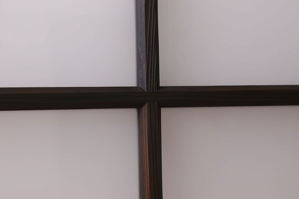 和製アンティーク　すりガラス使用　マス目がおしゃれなガラス戸(窓、引き戸)3枚セット