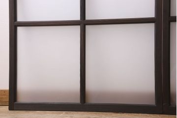 和製アンティーク　すりガラス使用　マス目がおしゃれなガラス戸(窓、引き戸)3枚セット