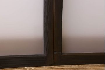 和製アンティーク　すりガラス使用　マス目がおしゃれなガラス戸(窓、引き戸)3枚セット
