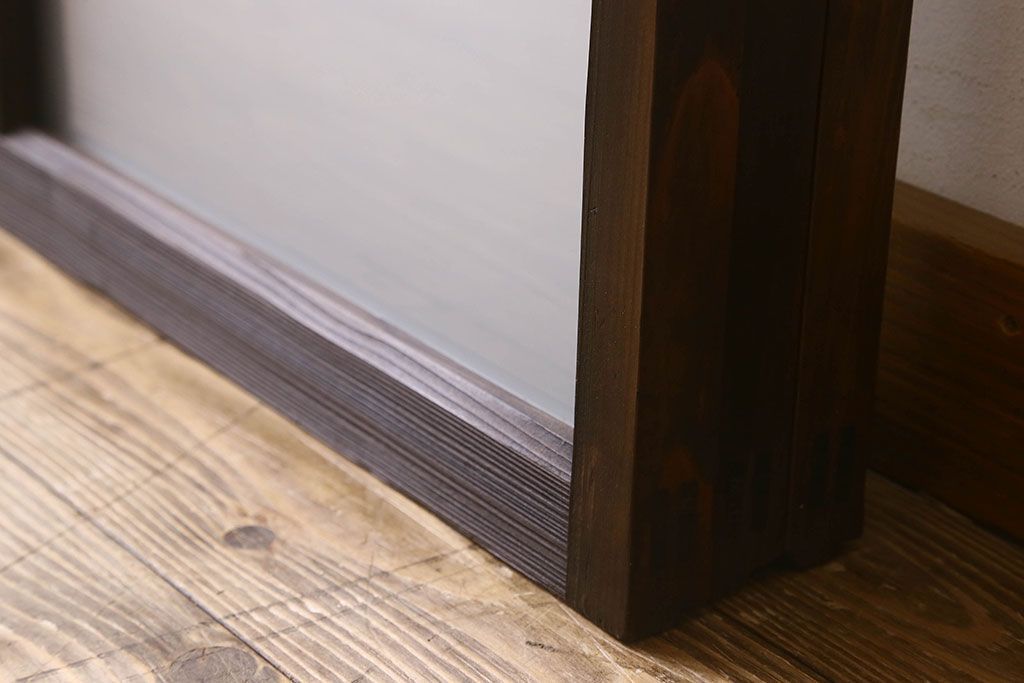 和製アンティーク　すりガラス使用　マス目がおしゃれなガラス戸(窓、引き戸)3枚セット