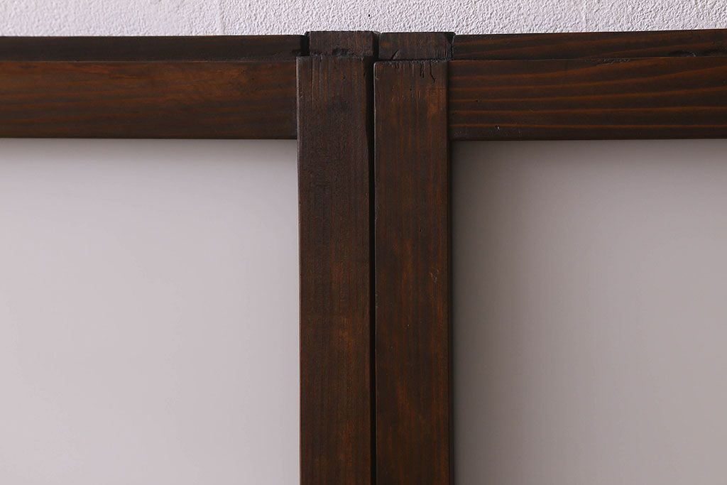 和製アンティーク　すりガラス使用　マス目がおしゃれなガラス戸(窓、引き戸)3枚セット