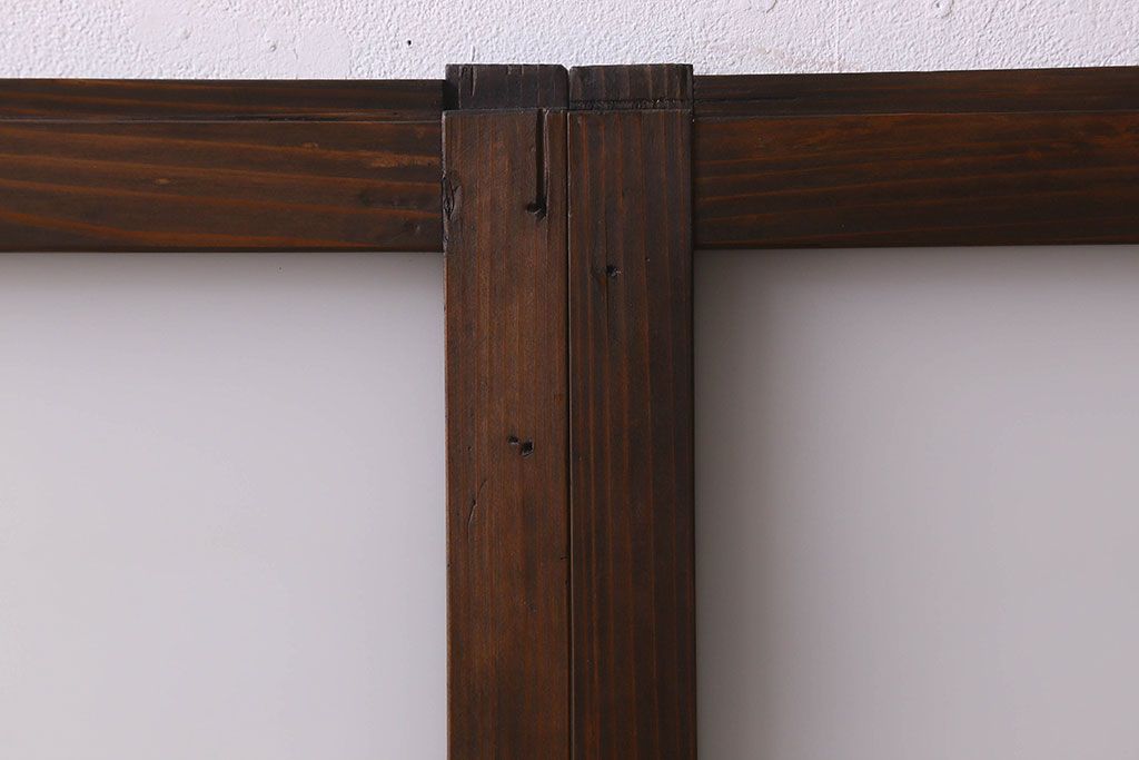 和製アンティーク　すりガラス使用　マス目がおしゃれなガラス戸(窓、引き戸)3枚セット