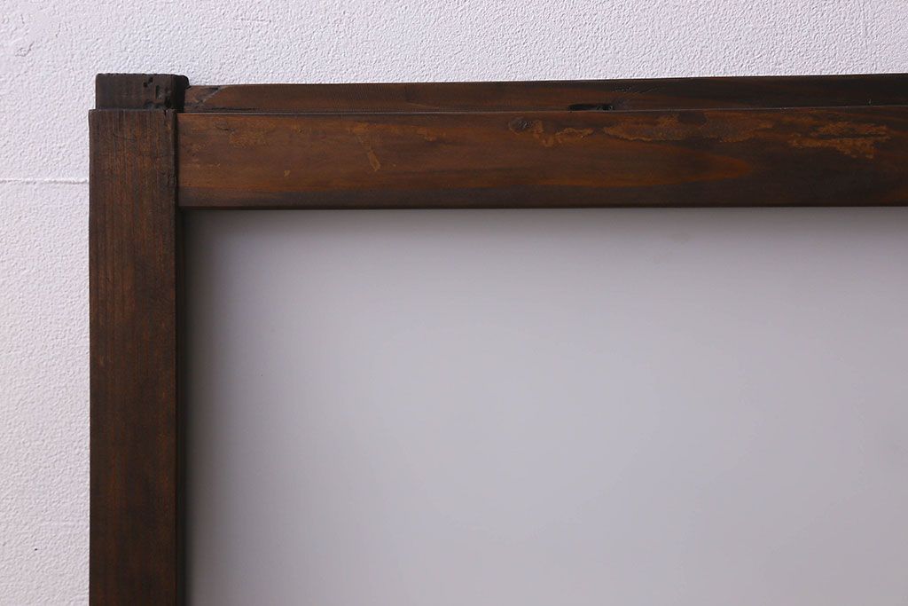 和製アンティーク　すりガラス使用　マス目がおしゃれなガラス戸(窓、引き戸)3枚セット