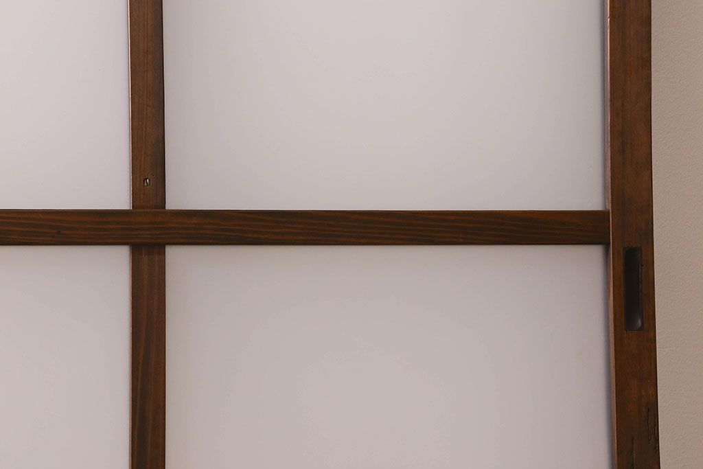 和製アンティーク　すりガラス使用　マス目がおしゃれなガラス戸(窓、引き戸)3枚セット