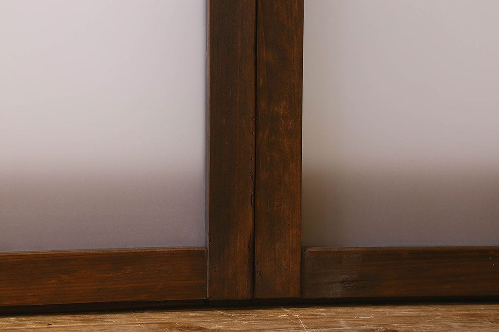 和製アンティーク　すりガラス使用　マス目がおしゃれなガラス戸(窓、引き戸)3枚セット