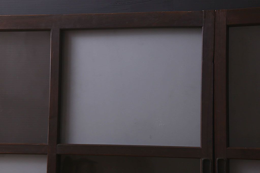 和製アンティーク　ダイヤガラス・クリアガラス使用　モダンでおしゃれなガラス戸(窓、引き戸)2枚セット