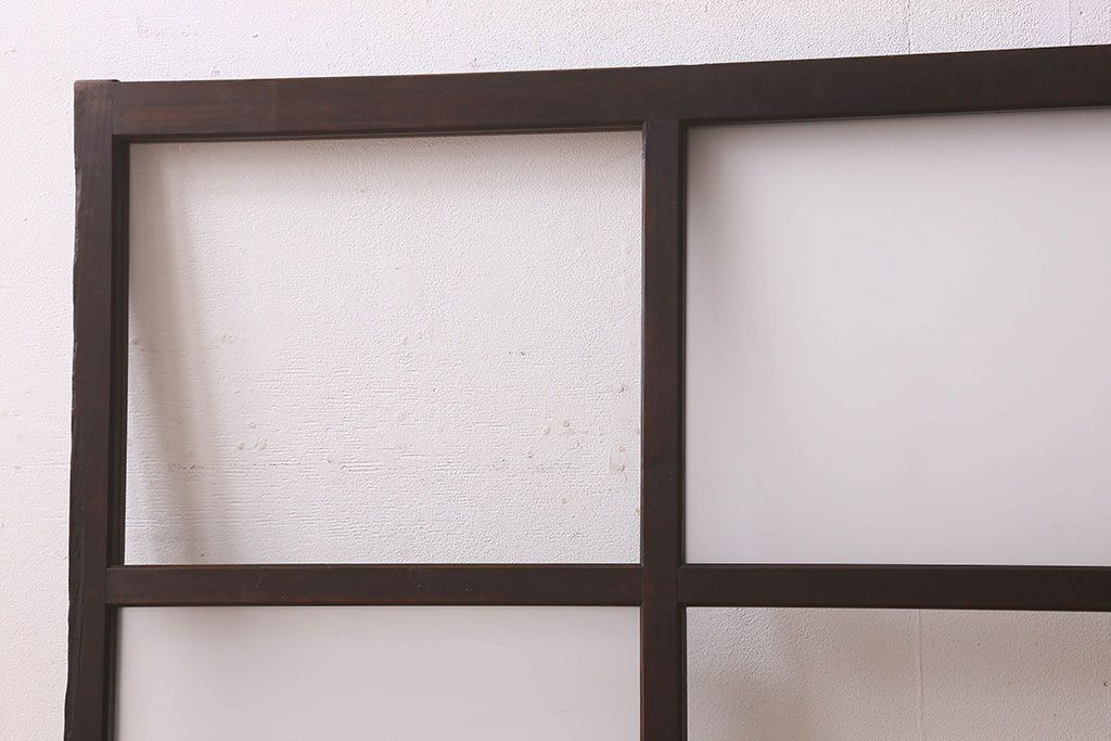 和製アンティーク　ダイヤガラス・クリアガラス使用　モダンでおしゃれなガラス戸(窓、引き戸)2枚セット