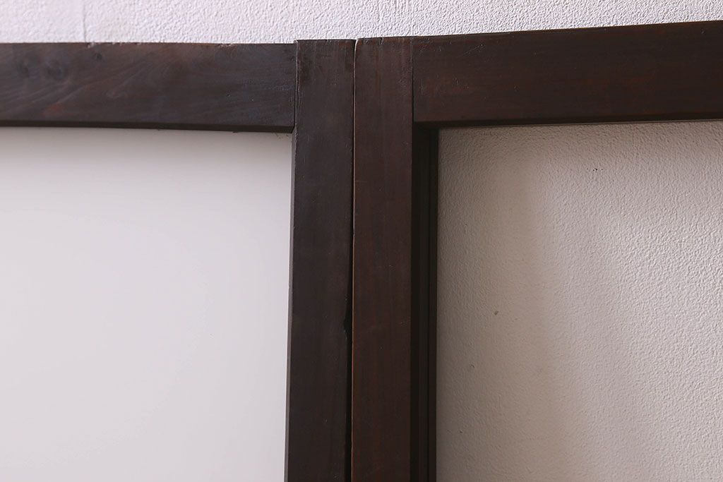 和製アンティーク　ダイヤガラス・クリアガラス使用　モダンでおしゃれなガラス戸(窓、引き戸)2枚セット