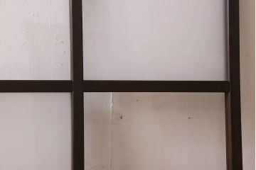 和製アンティーク　ダイヤガラス・クリアガラス使用　モダンでおしゃれなガラス戸(窓、引き戸)2枚セット