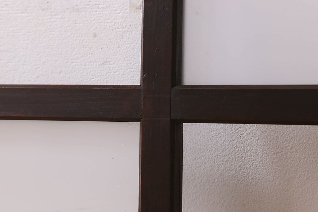 和製アンティーク　ダイヤガラス・クリアガラス使用　モダンでおしゃれなガラス戸(窓、引き戸)2枚セット