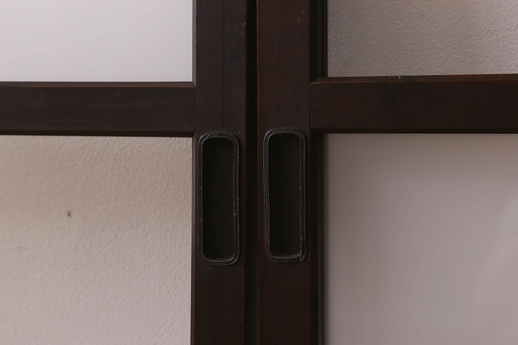 和製アンティーク　ダイヤガラス・クリアガラス使用　モダンでおしゃれなガラス戸(窓、引き戸)2枚セット