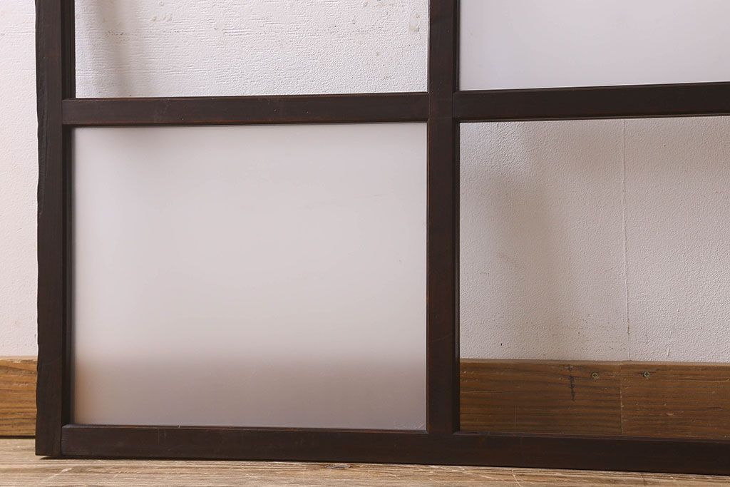 和製アンティーク　ダイヤガラス・クリアガラス使用　モダンでおしゃれなガラス戸(窓、引き戸)2枚セット