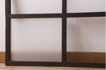 和製アンティーク　ダイヤガラス・クリアガラス使用　モダンでおしゃれなガラス戸(窓、引き戸)2枚セット