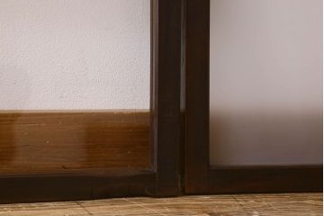 和製アンティーク　ダイヤガラス・クリアガラス使用　モダンでおしゃれなガラス戸(窓、引き戸)2枚セット