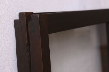 和製アンティーク　ダイヤガラス・クリアガラス使用　モダンでおしゃれなガラス戸(窓、引き戸)2枚セット