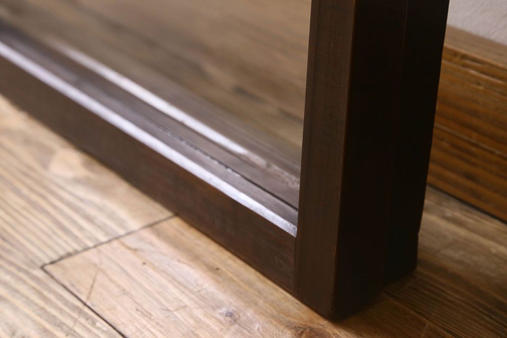 和製アンティーク　ダイヤガラス・クリアガラス使用　モダンでおしゃれなガラス戸(窓、引き戸)2枚セット