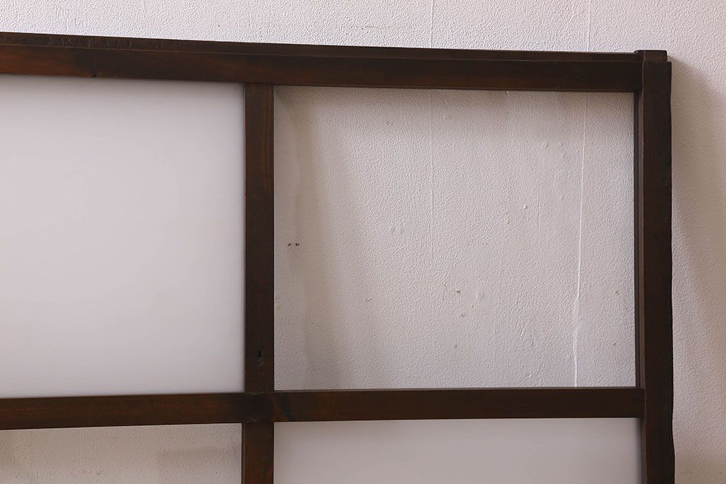 和製アンティーク　ダイヤガラス・クリアガラス使用　モダンでおしゃれなガラス戸(窓、引き戸)2枚セット