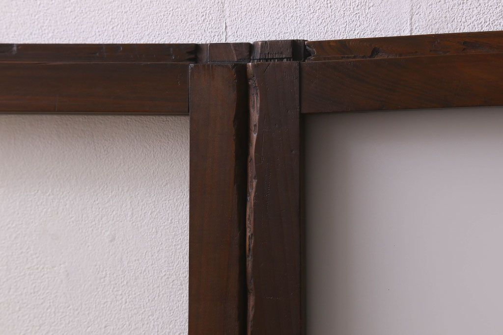 和製アンティーク　ダイヤガラス・クリアガラス使用　モダンでおしゃれなガラス戸(窓、引き戸)2枚セット