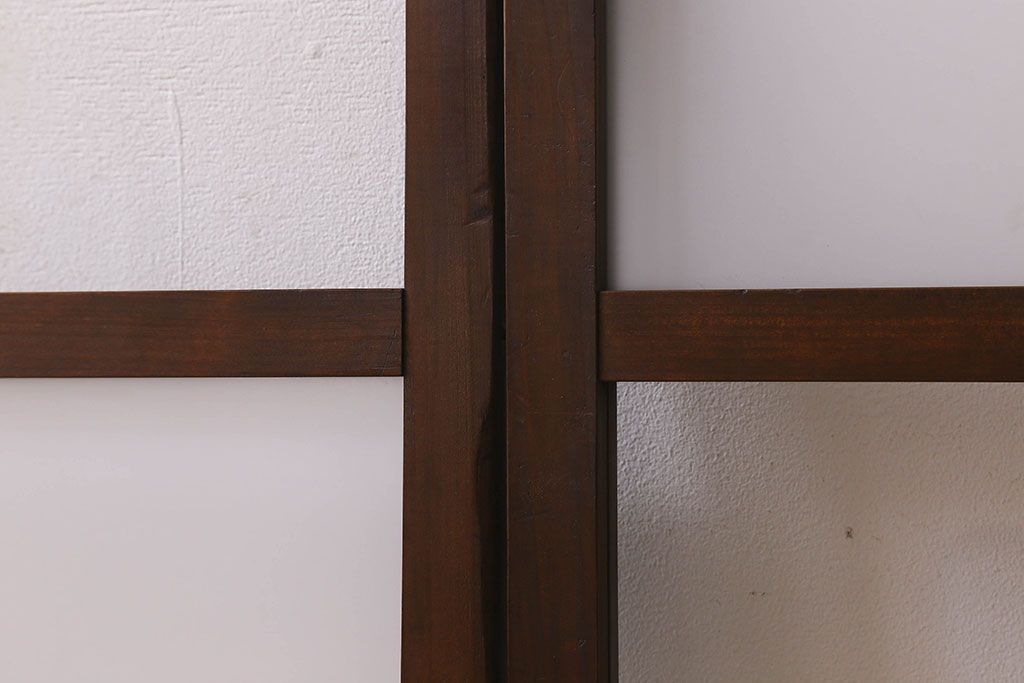 和製アンティーク　ダイヤガラス・クリアガラス使用　モダンでおしゃれなガラス戸(窓、引き戸)2枚セット