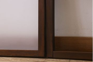 和製アンティーク　ダイヤガラス・クリアガラス使用　モダンでおしゃれなガラス戸(窓、引き戸)2枚セット